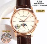 APS Factory Jaeger-LeCoultre Gold Watch Moon Phase Master  Cal.9015 Movement 39mm Watch